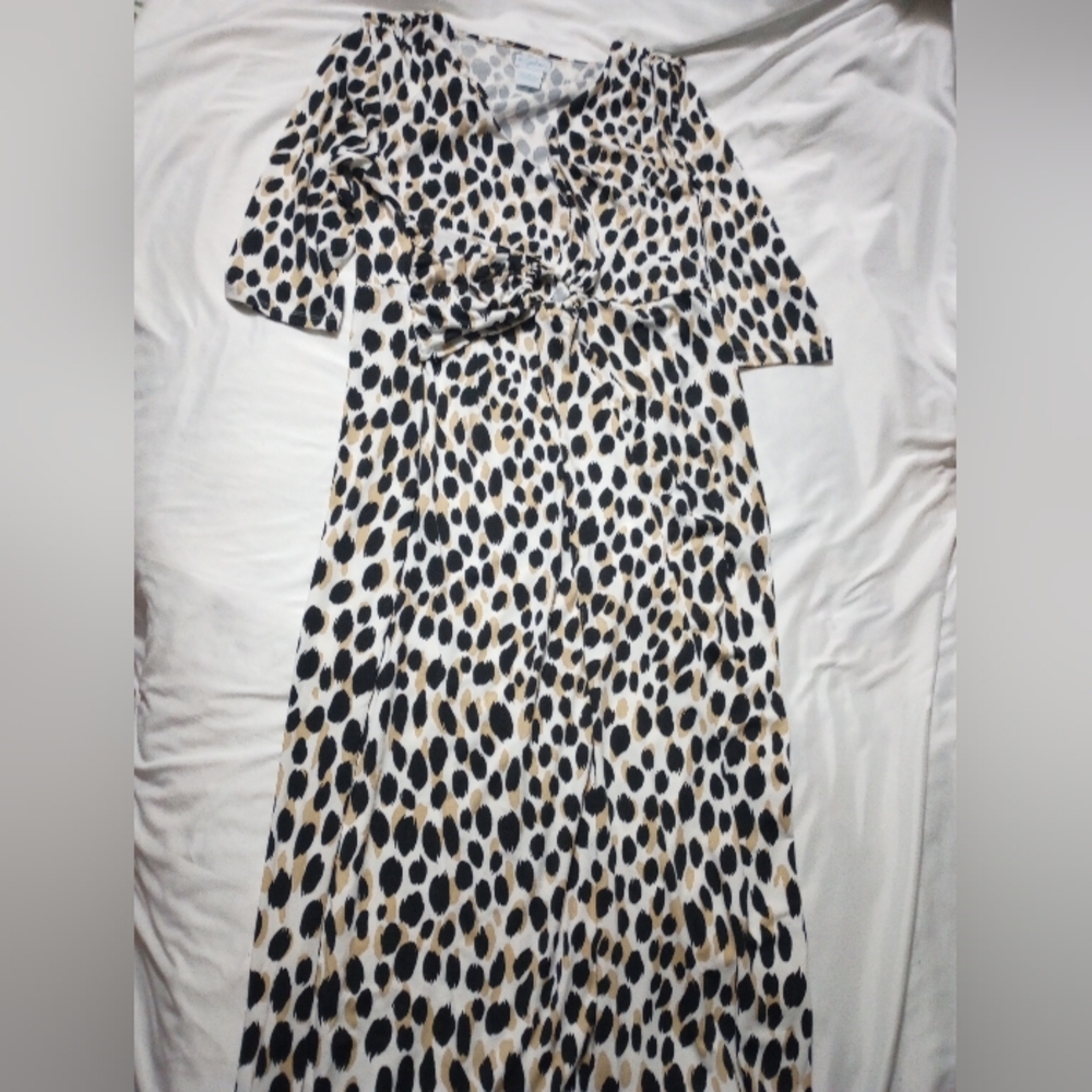 Chic Black and Tan Animal Print Maxi Dress